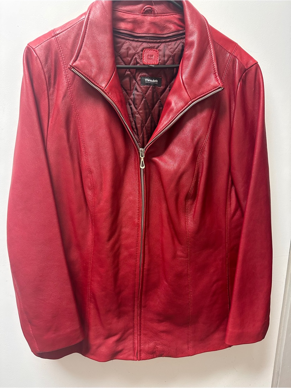 3M Thinsulate Red Leather Zip Jacket for Men